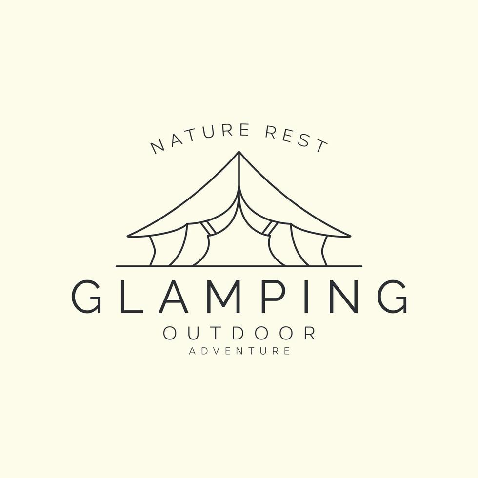 glamping minimalist line art vector logo template illustration design