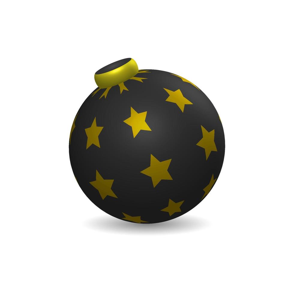 black hanging ball element christmas decoration with star pattern vector