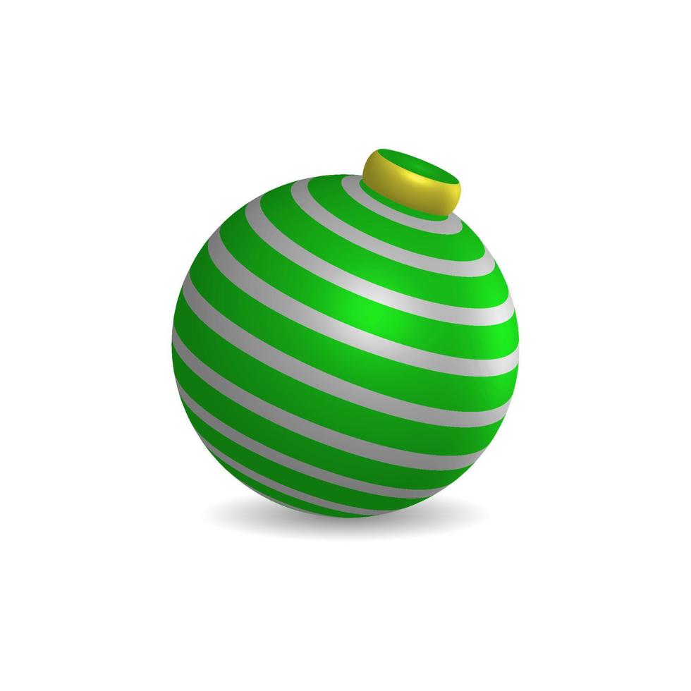 green hanging ball element christmas decoration with twisted stripes pattern vector