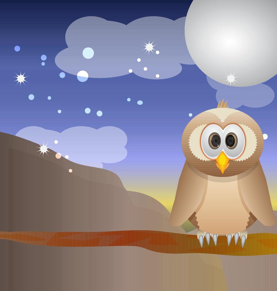 illustration of owl in mountain lanscape vector