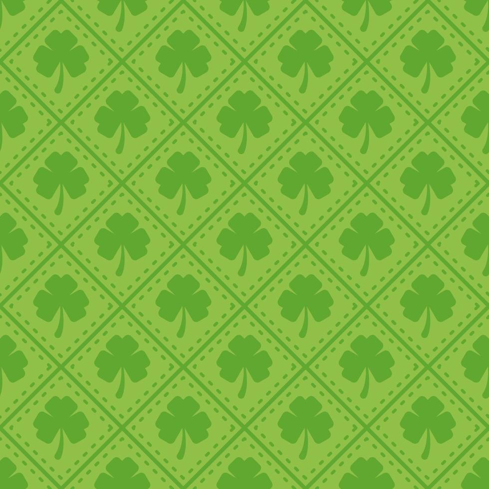 St Patrick s Day Clover seamless pattern. Vector illustration for lucky spring design with shamrock. Green clover isolated on white background. Ireland symbol pattern. Irish decor for web site.
