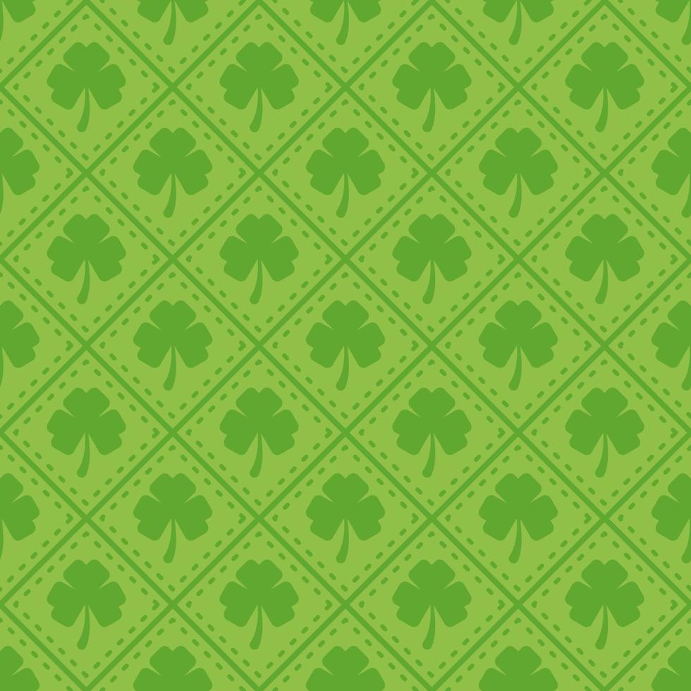 Patrón sin costuras de trébol del día de San Patricio. ilustración vectorial para el diseño de primavera afortunado con trébol. trébol verde aislado sobre fondo blanco. patrón de símbolo de irlanda. decoración irlandesa para el sitio web. vector