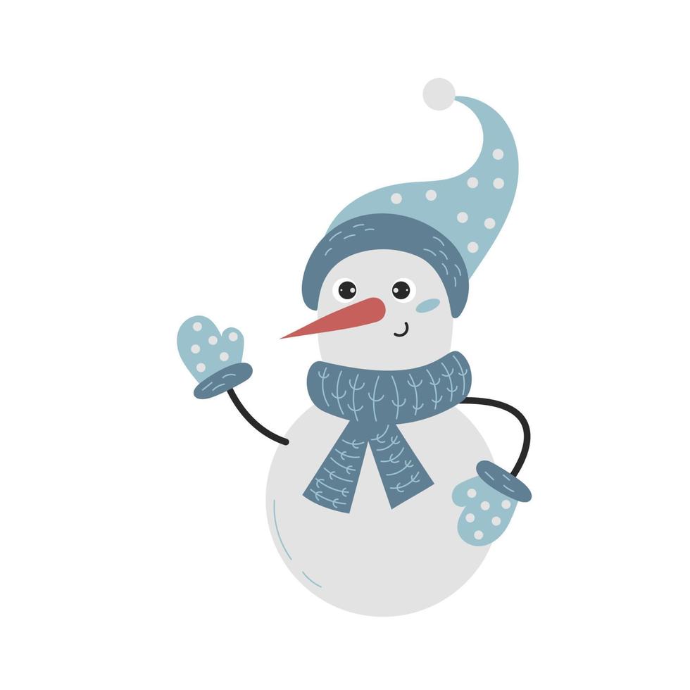 Cute snowman sticker vector