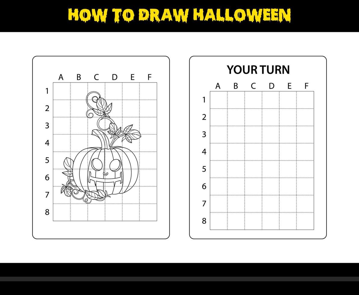 How to draw Halloween for kids. Halloween drawing skill coloring page for kids. vector