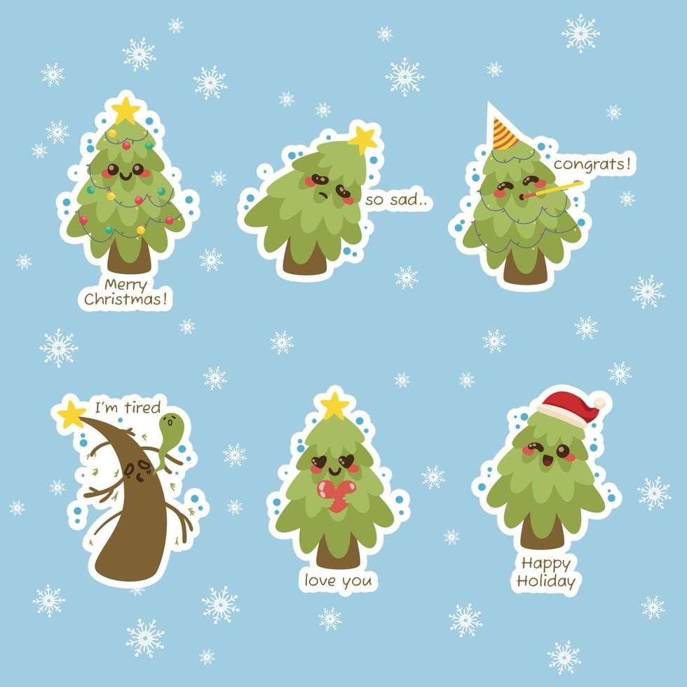 Cute and Cheerful Christmas Tree vector