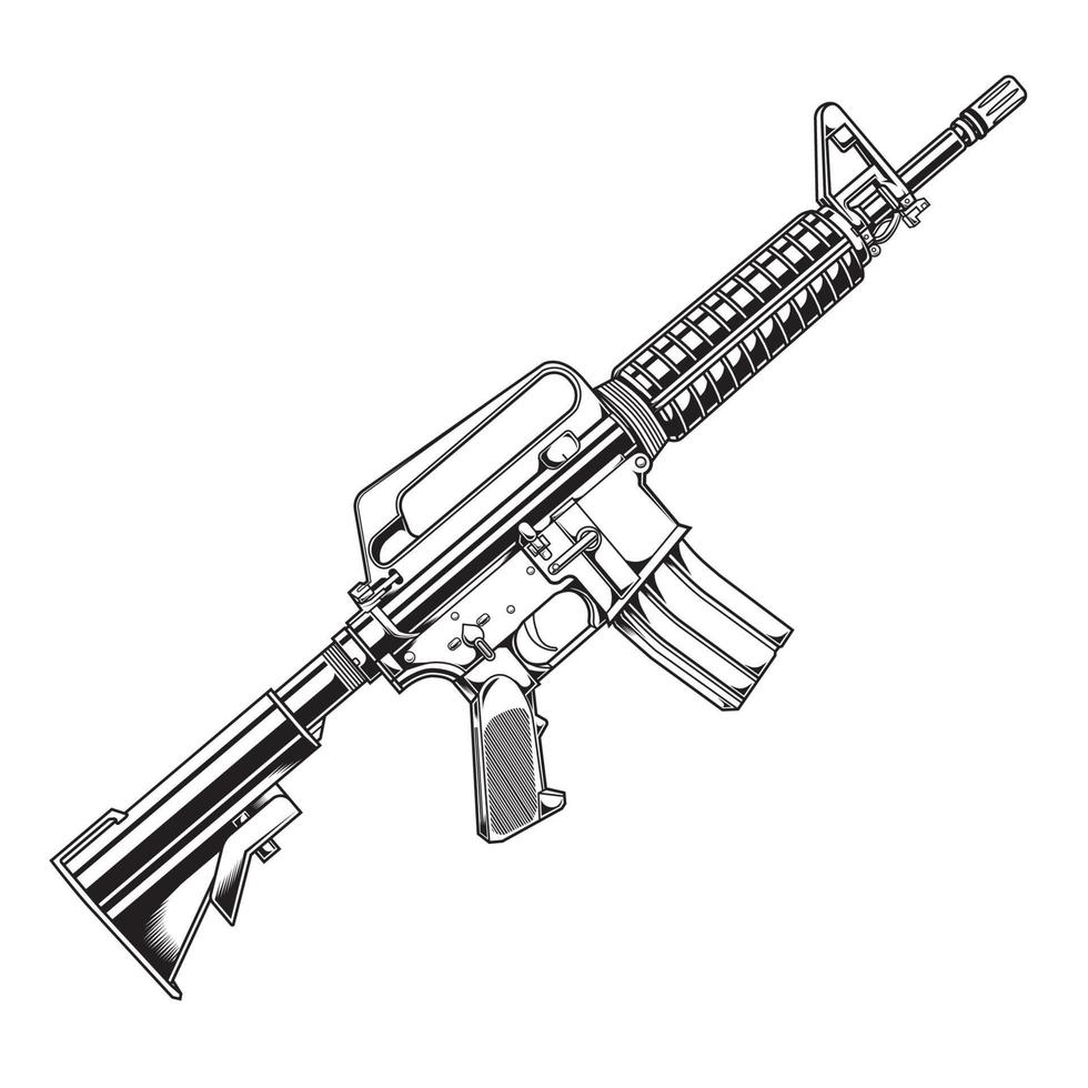 line art guns AR 15 Model773 vector