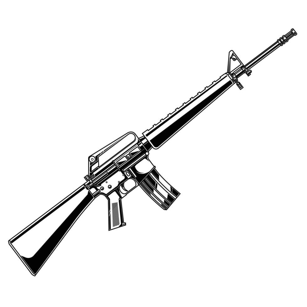 vector de diseño pistola en blanco y negro m16 a1