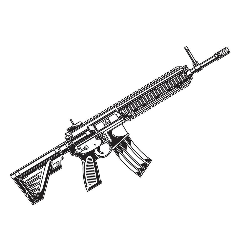 vector de diseño pistola en blanco y negro hk416