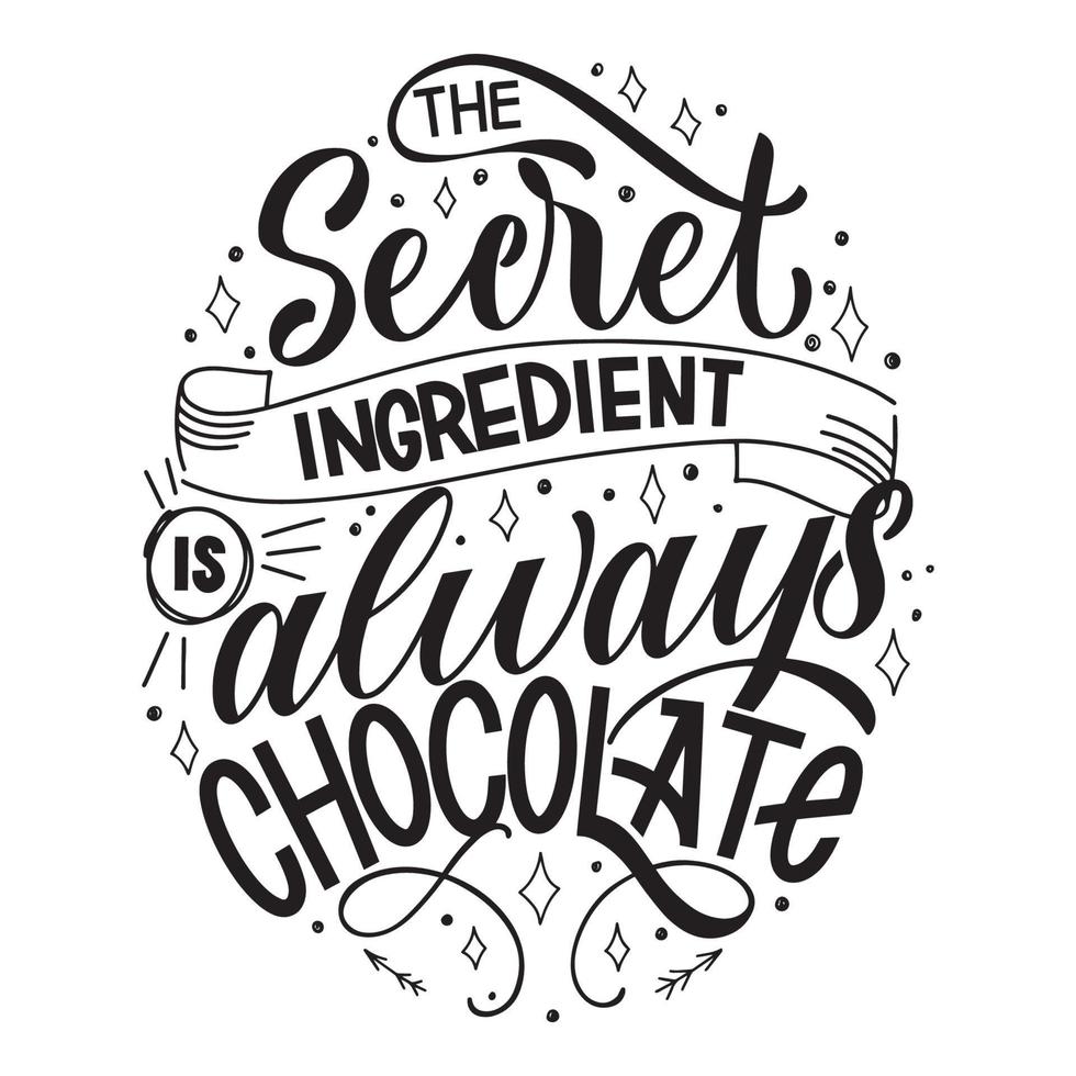 Chocolate hand lettering quote. vector
