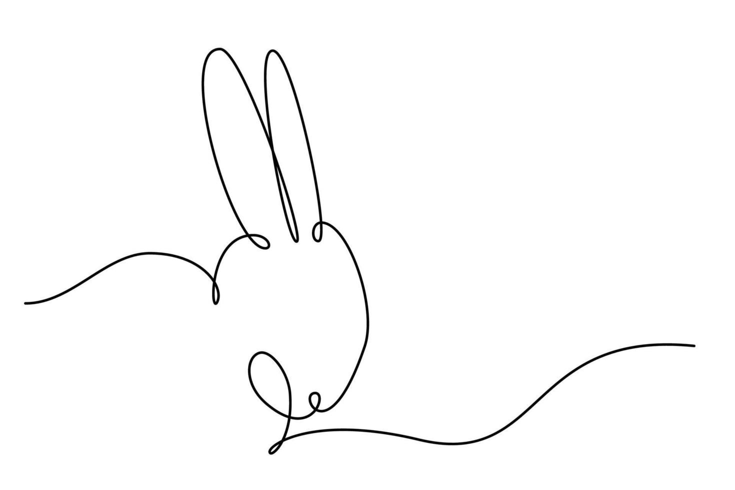 Easter bunny with heart continuous one line drawing. Rabbit simple image. Minimalist vector illustration.Print