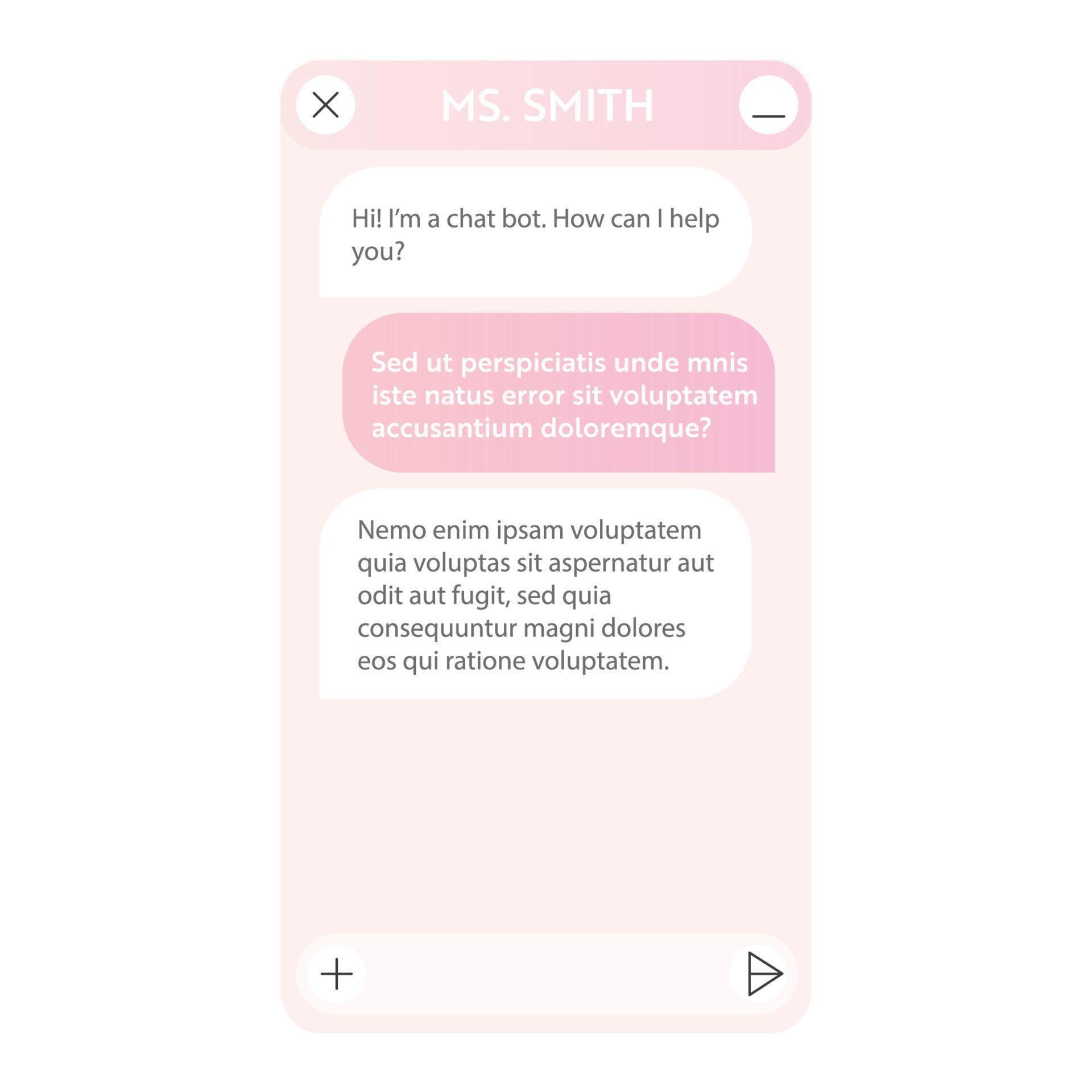 User interface of Chatbot window. User interface of application with ...