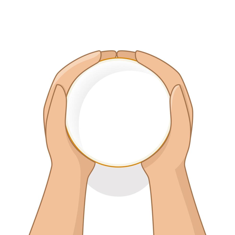 Glass of milk in cartoon style top view. vector