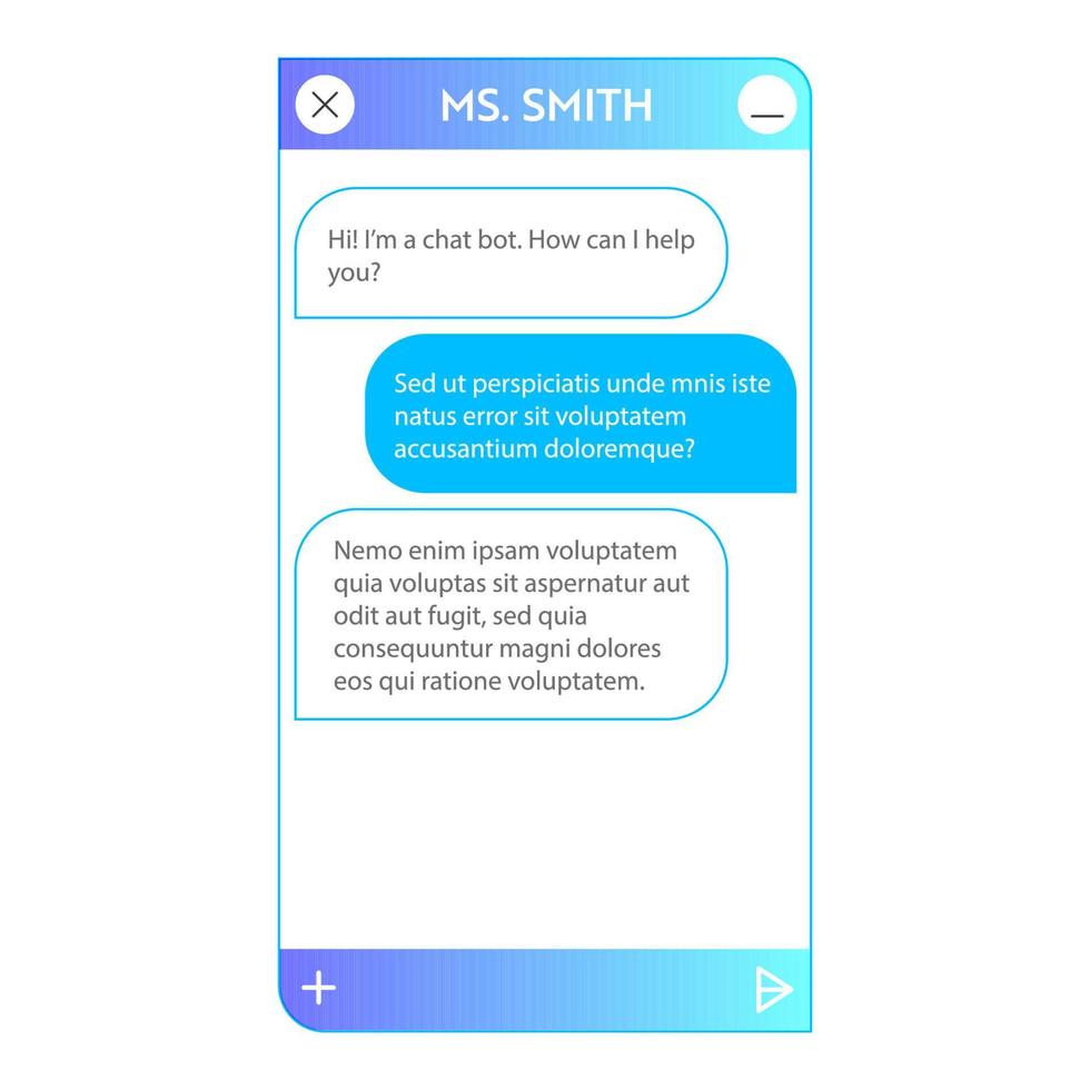 User interface of Chatbot window. User interface of application with ...