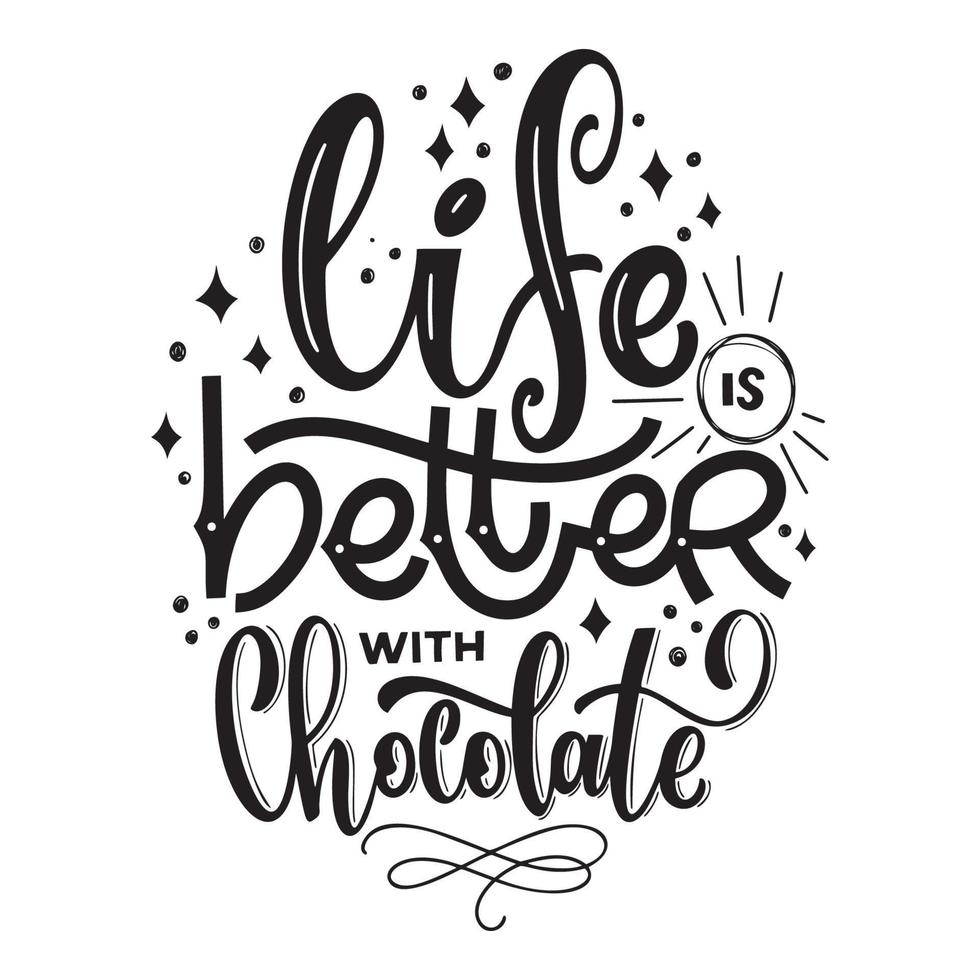Chocolate hand lettering quote. vector