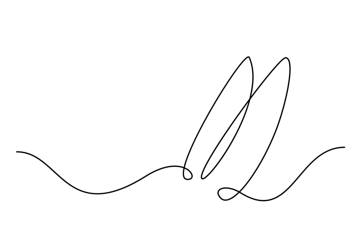 Easter bunny with heart continuous one line drawing. Rabbit simple image. Minimalist vector illustration.Print