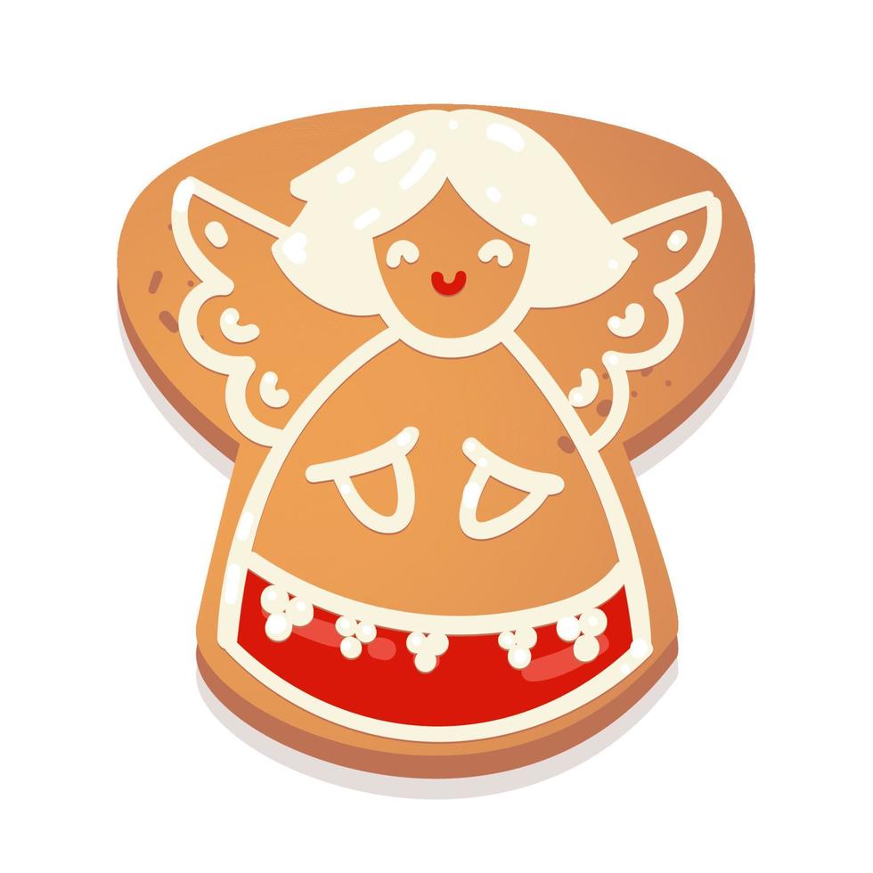 Christmas gingerbread cookie.Biscuit character figure. Vector illustration for new year design.