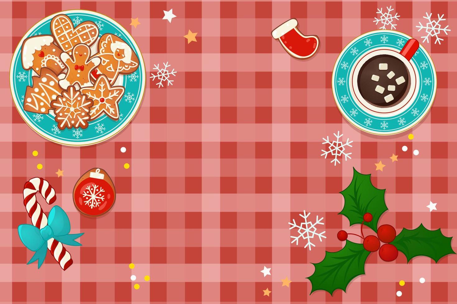 Plate with gingerbread Christmas cookies vector