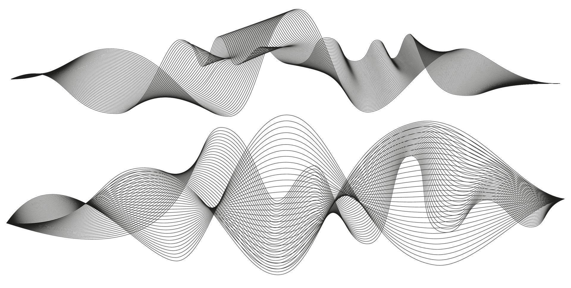 Wavy abstract stripes. Curved line vector elements for music design. Digital sound equalizer.