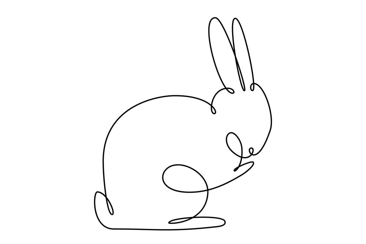 Easter bunny with heart continuous one line drawing. Rabbit simple image. Minimalist vector illustration.Print