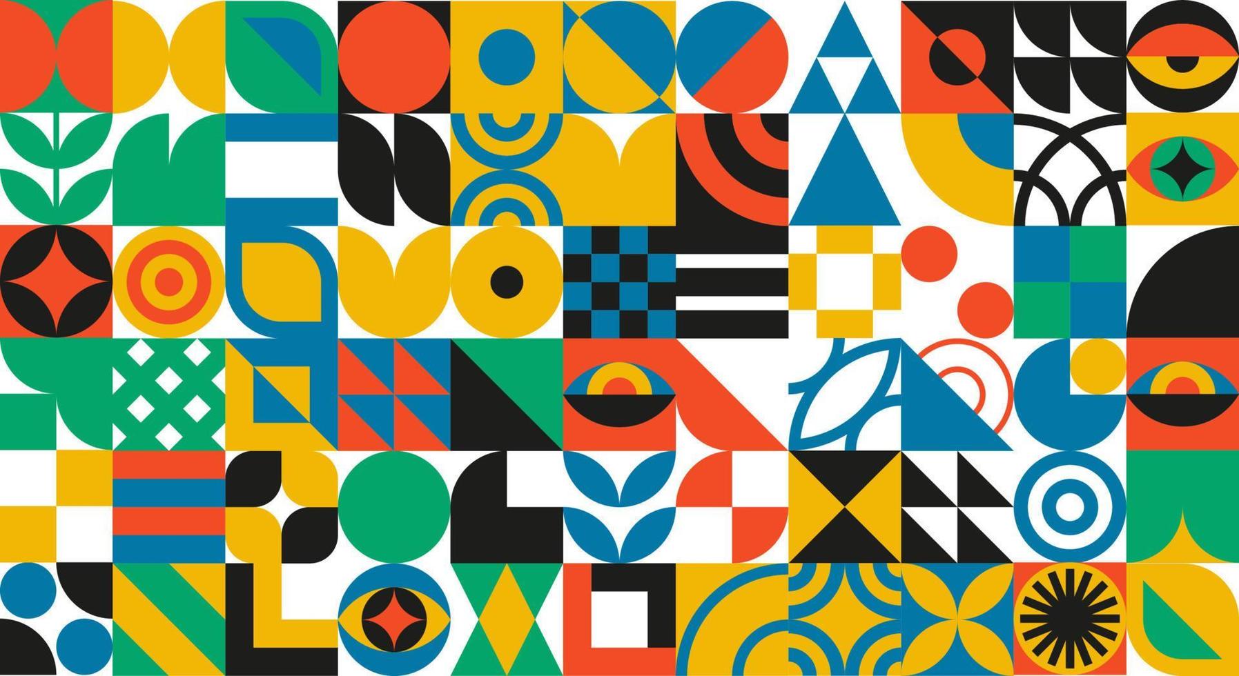 Bauhaus geometric design with eyes elements vector