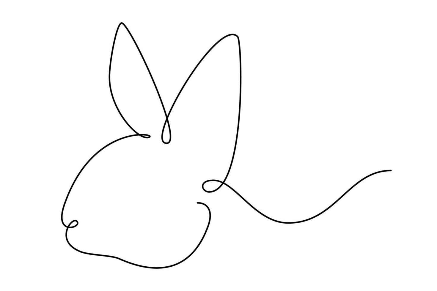 Easter bunny with heart continuous one line drawing. Rabbit simple image. Minimalist vector illustration.Print