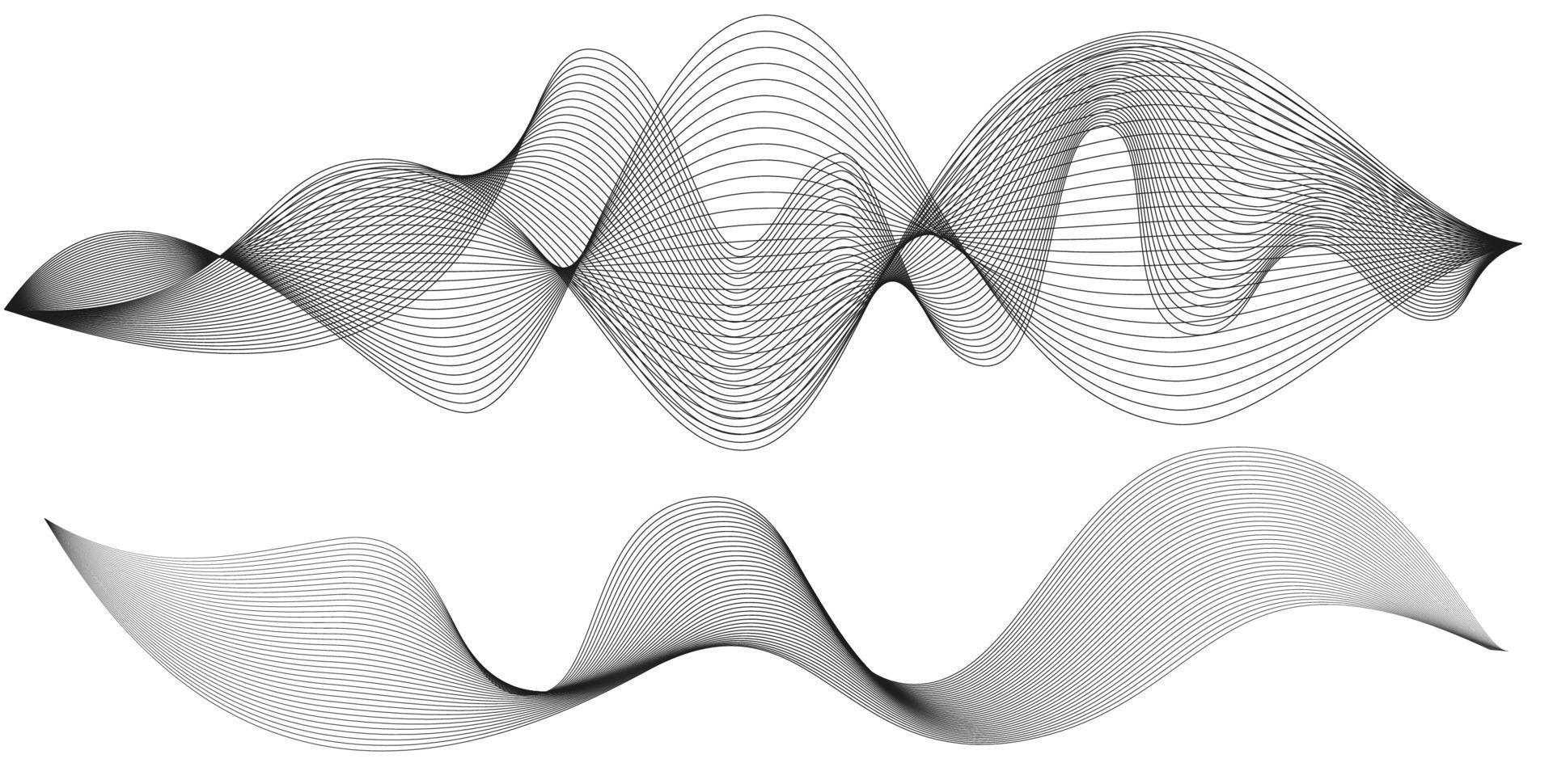 Wavy abstract stripes. Curved line vector elements for music design. Digital sound equalizer.