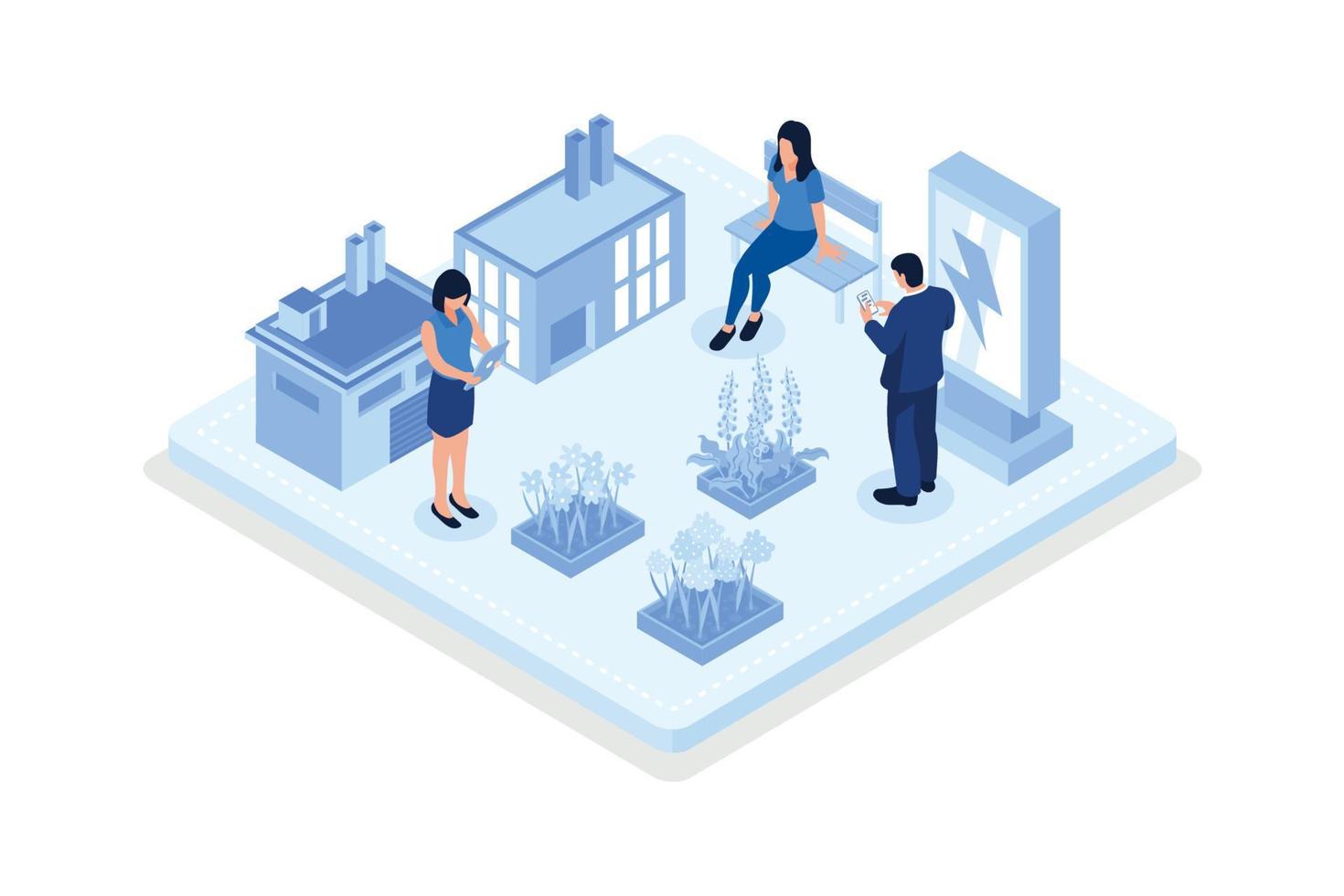 Sustainability,  Electric power industry station, isometric vector modern illustration