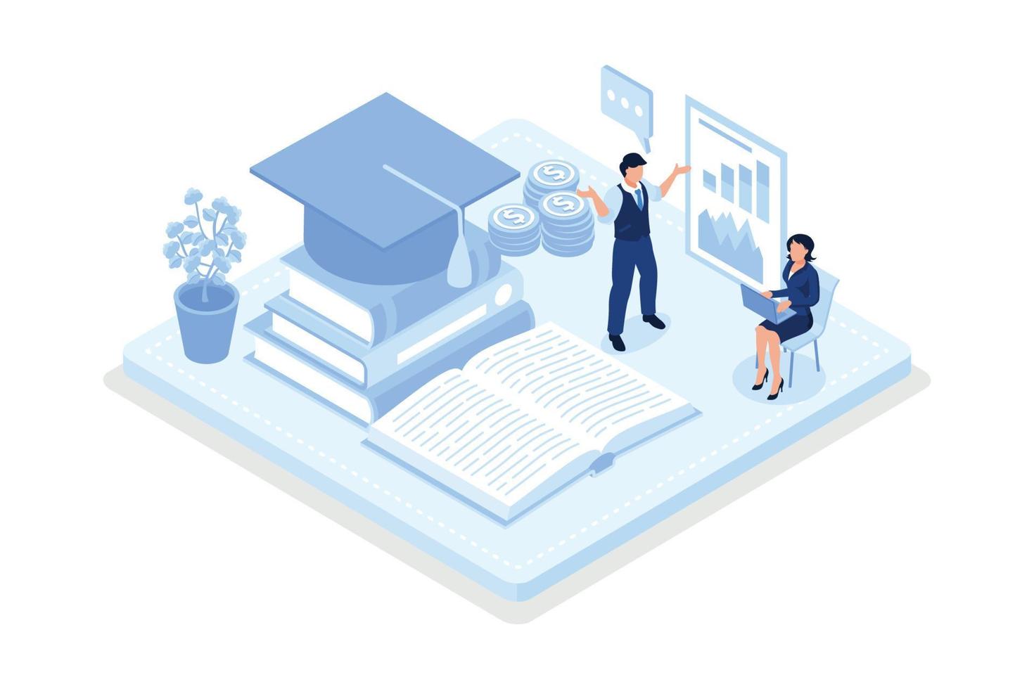 Personal finance management and financial literacy concept, isometric vector modern illustration