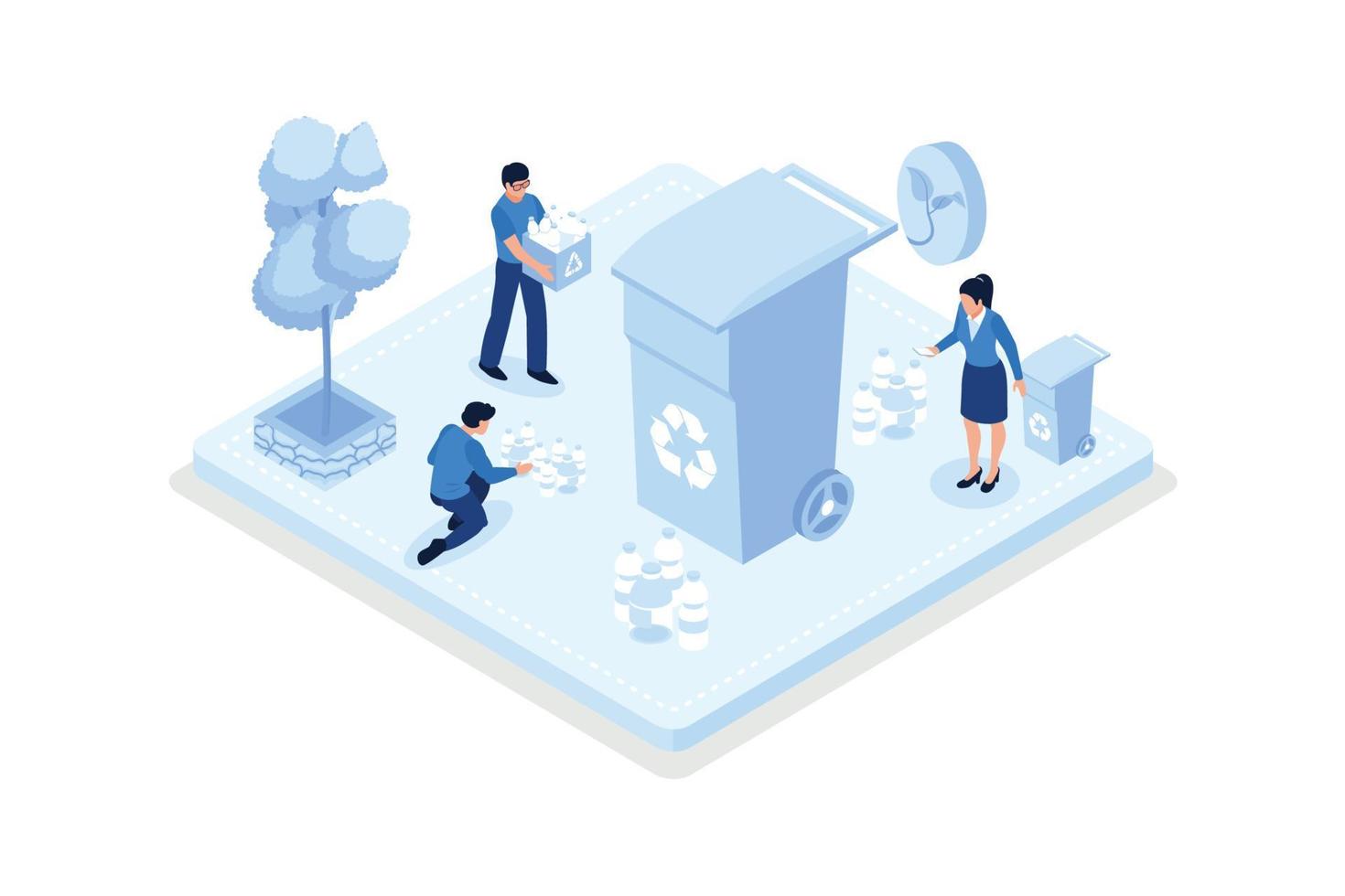 Sustainability, Reduce, reuse, recycle and zero waste, isometric vector modern illustration