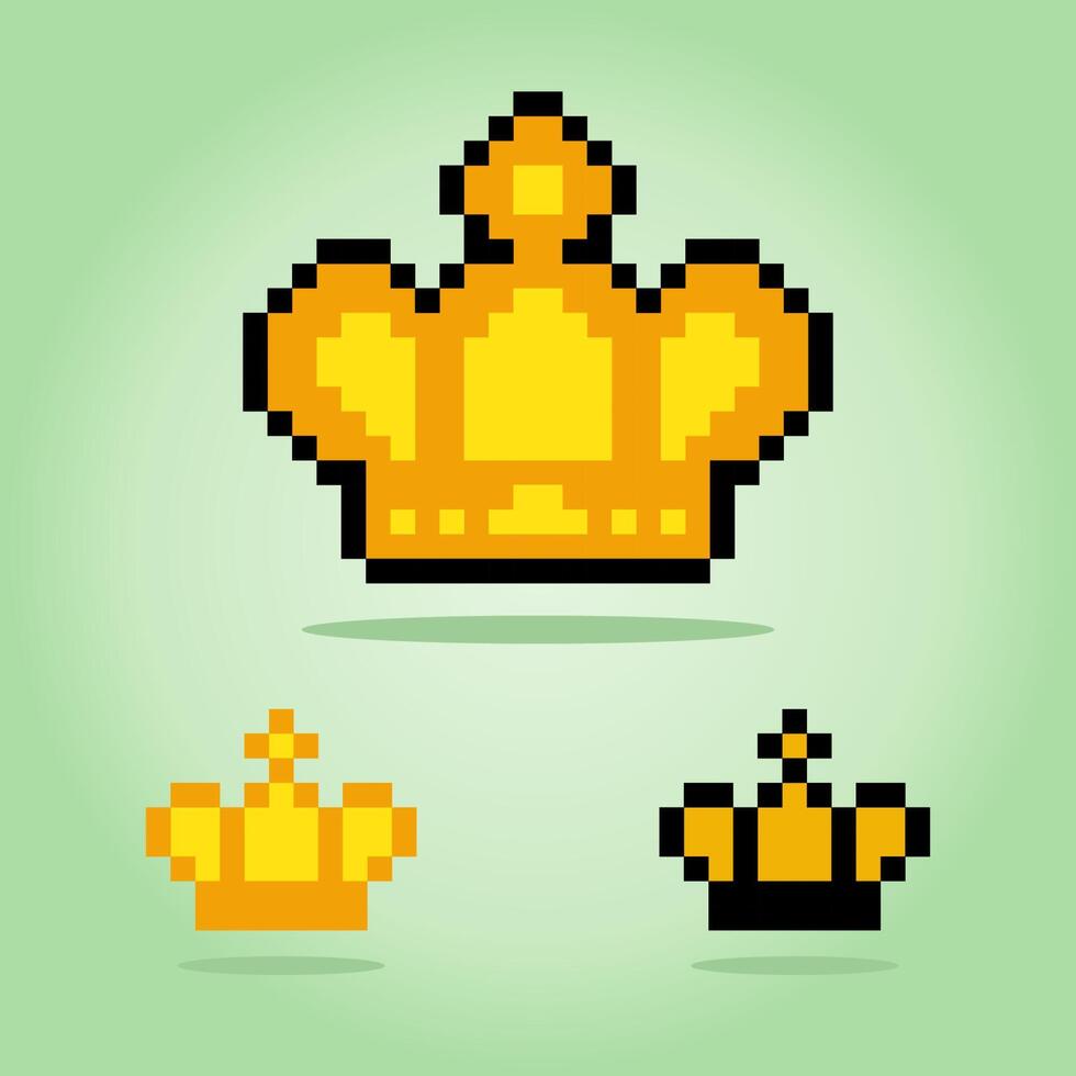 Image of 8 bit pixel crown. Game assets in vector illustration for retro games