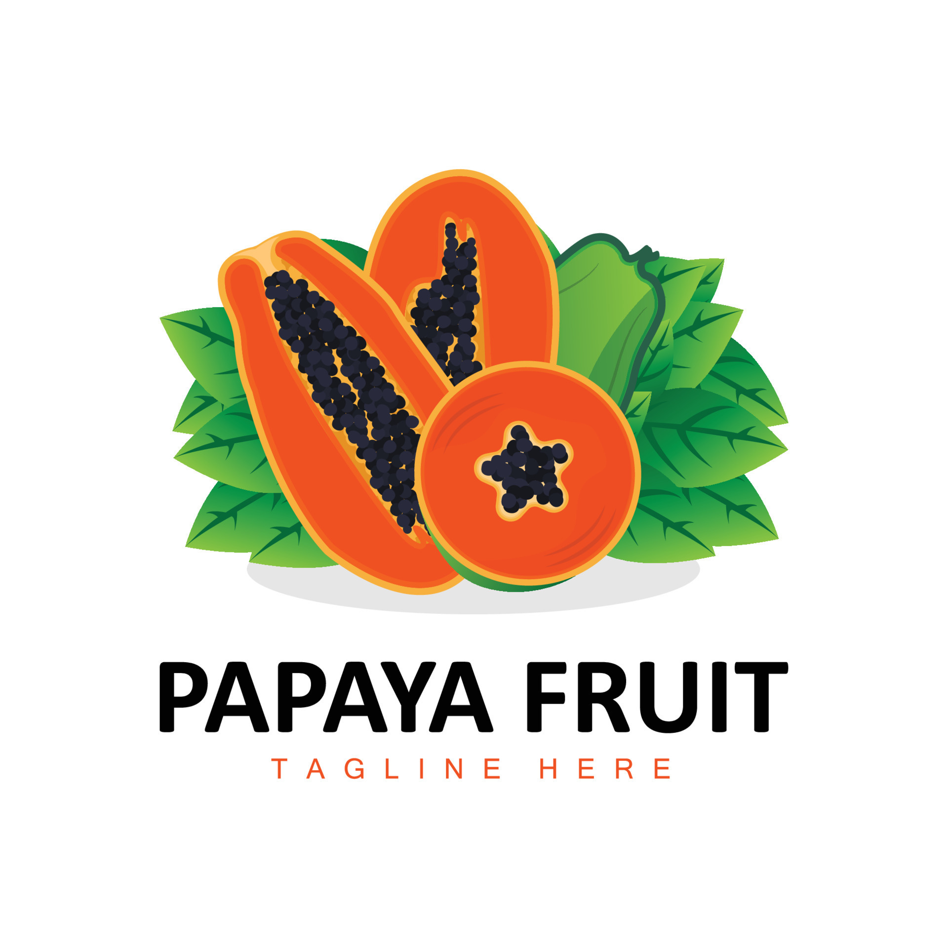 Papaya Logo Design, Vitamin Fruit Vector, Fruit Product Brand
