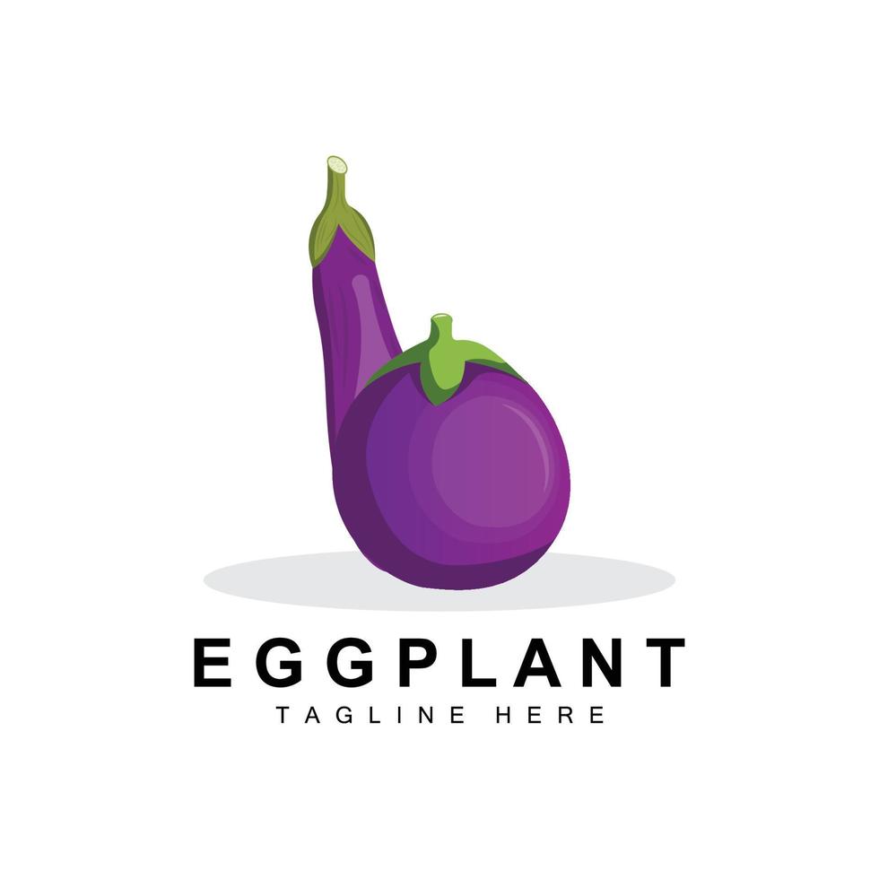 Eggplant Logo Design, Vegetables Illustration Purple Vegetable Plantation Vector, Product Brand Icon Template vector