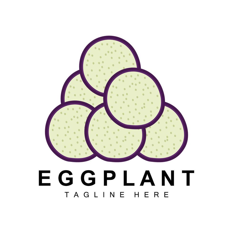 Eggplant Logo Design, Vegetables Illustration Purple Vegetable Plantation Vector, Product Brand Icon Template vector