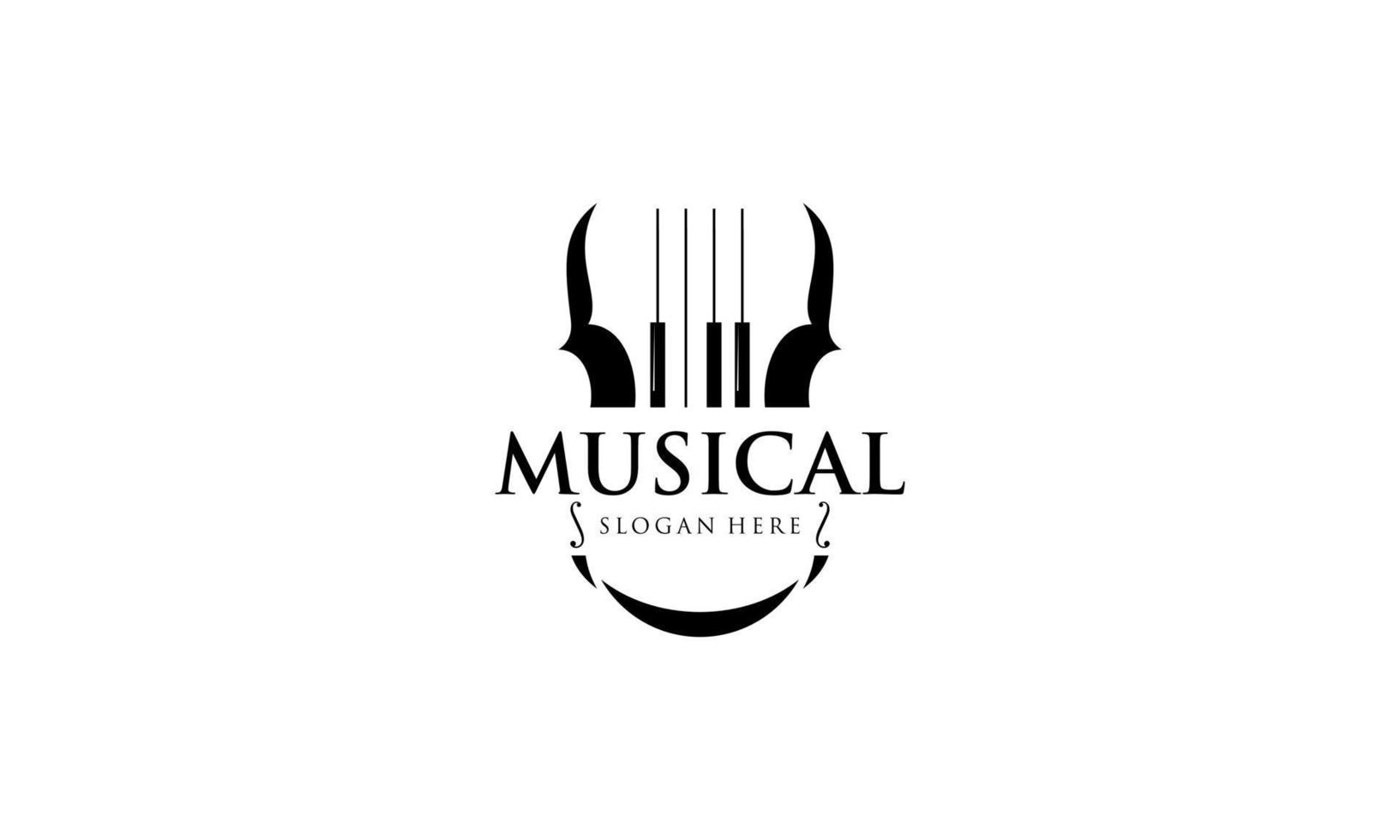 PrintViolin, piano key, musical instrument logo design vector