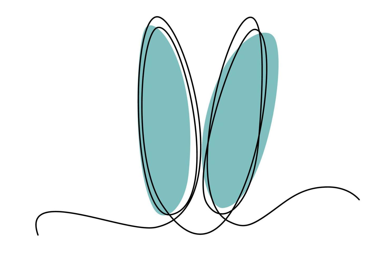 Easter bunny with heart continuous one line drawing. Rabbit simple image. Minimalist vector illustration.Print
