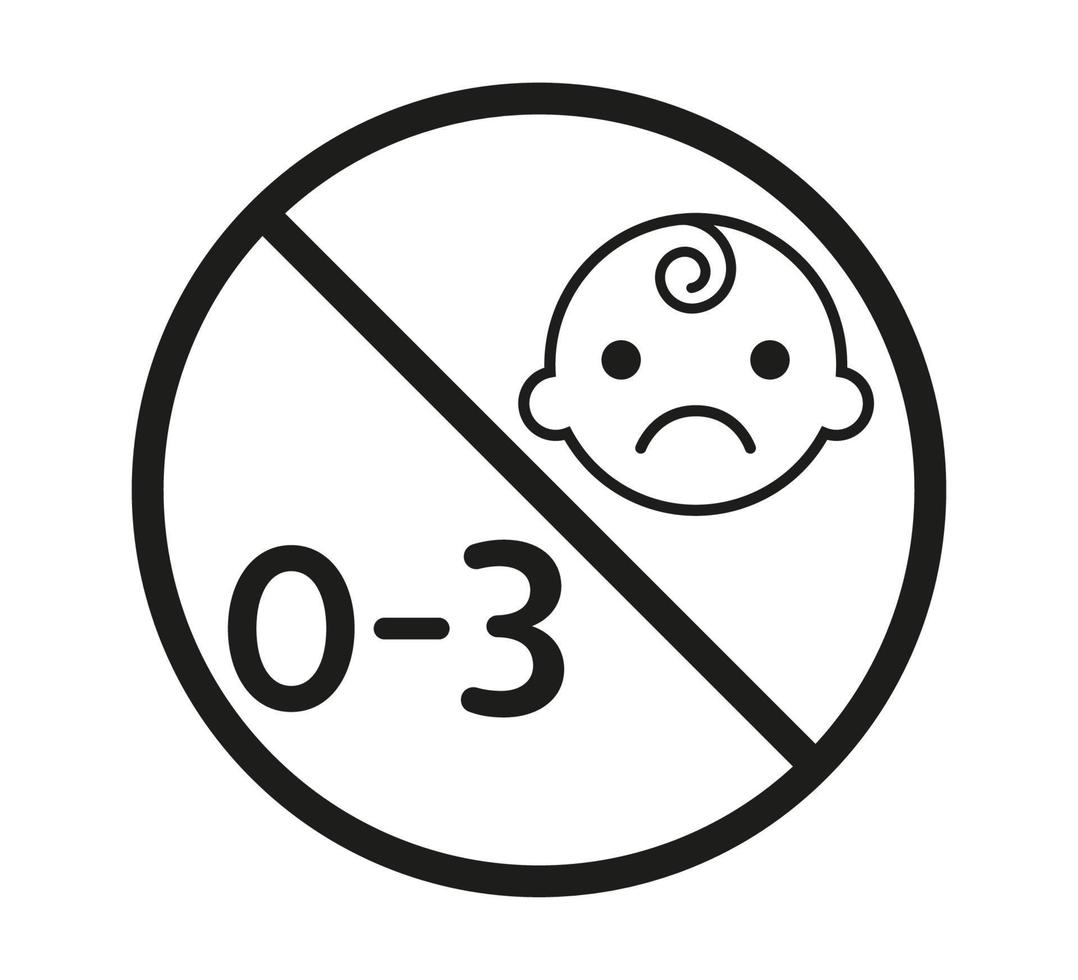 Not for children under 3 years sticker vector