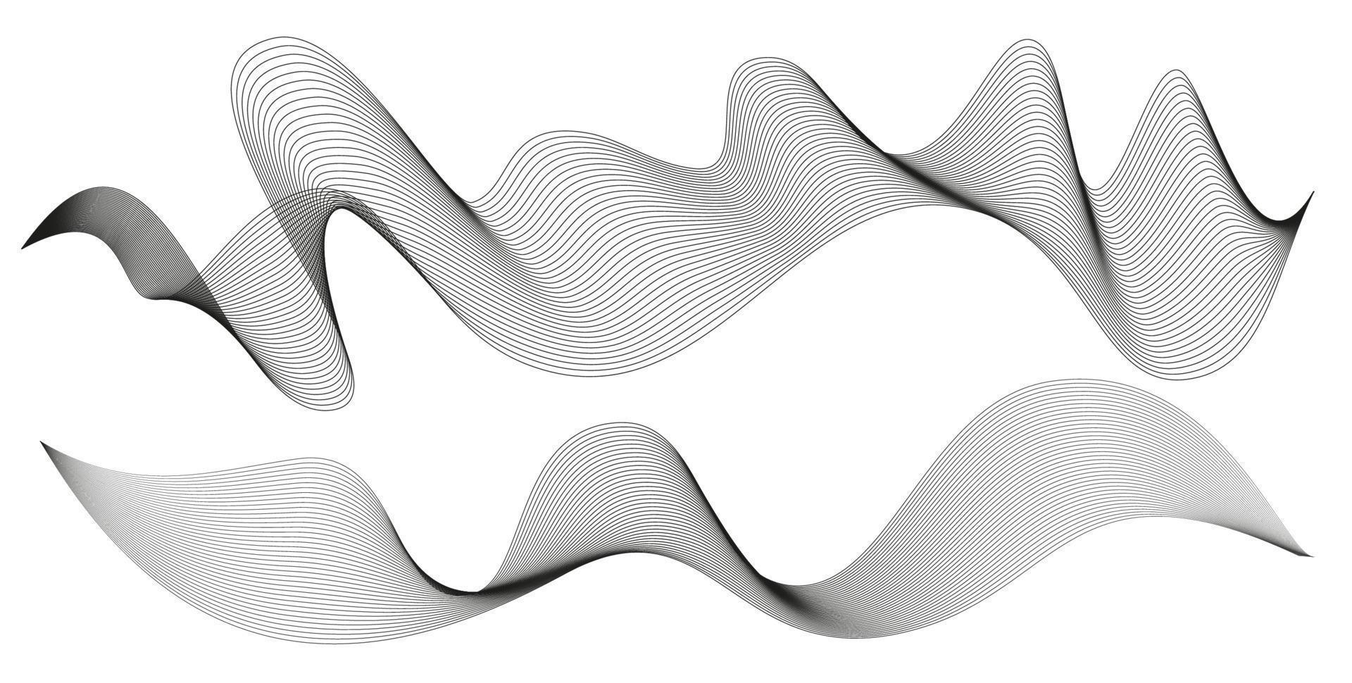 Wavy abstract stripes. Curved line vector elements for music design. Digital sound equalizer.