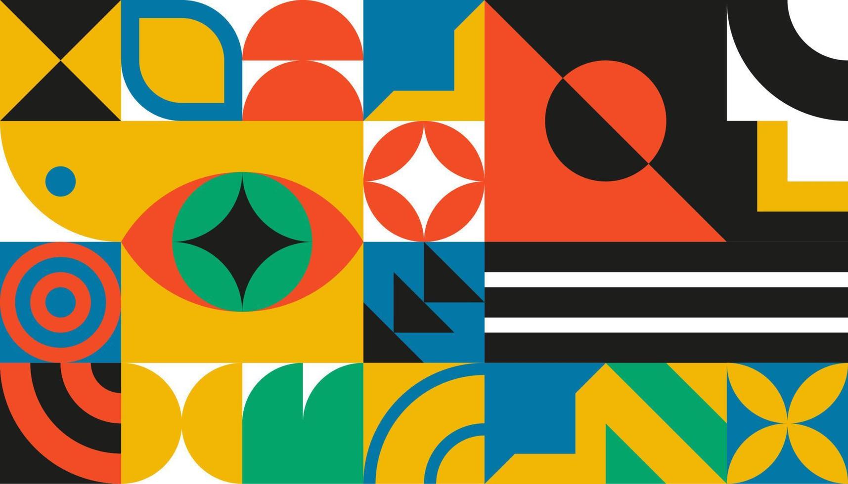 Bauhaus geometric design with eyes elements vector