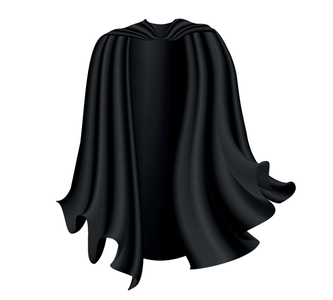 Black silk cape on white background. vector