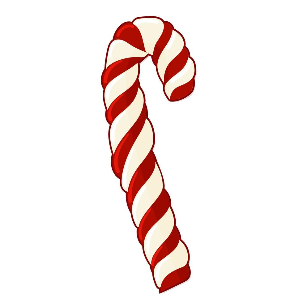 Christmas candy cane in cartoon style vector