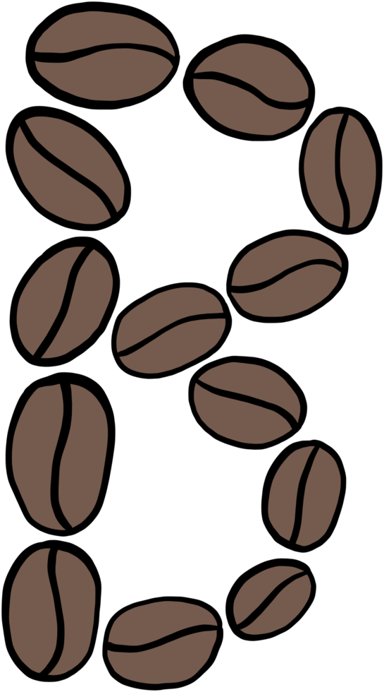kritzeln sie freihandskizzenzeichnung des kaffeebohnenalphabets. png