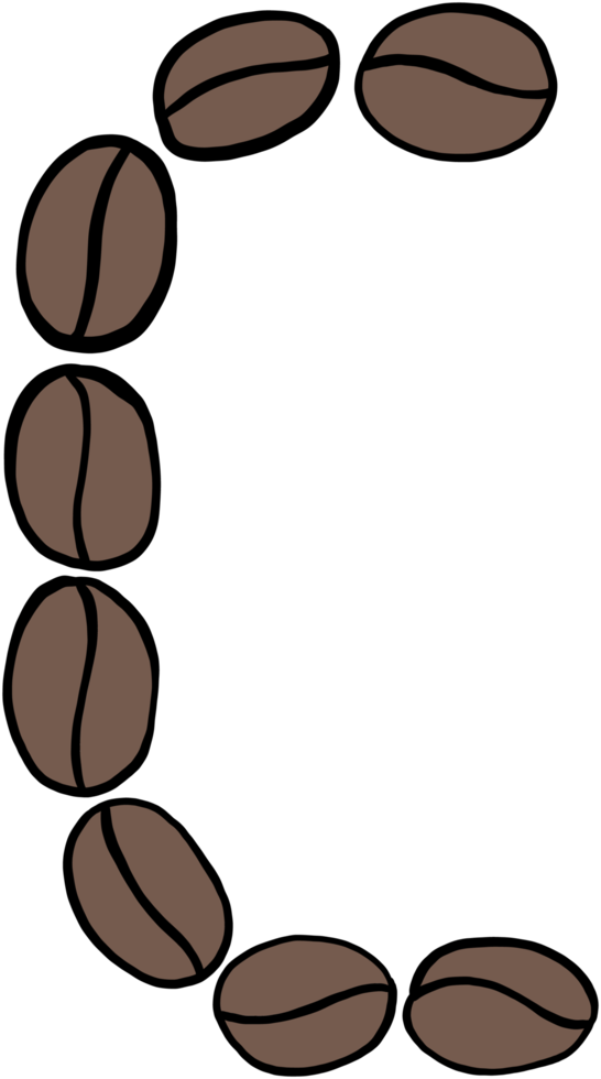 doodle freehand sketch drawing of coffee bean alphabet. png