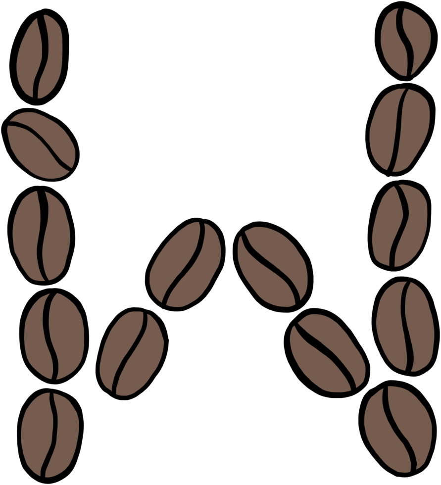 doodle freehand sketch drawing of coffee bean alphabet. png