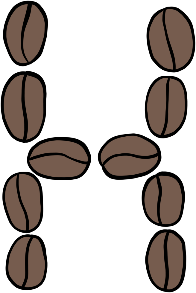 doodle freehand sketch drawing of coffee bean alphabet. png