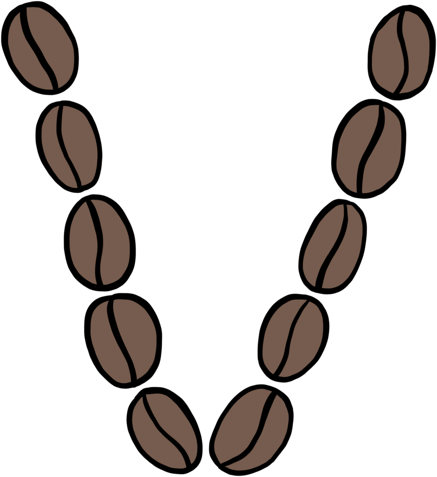 doodle freehand sketch drawing of coffee bean alphabet. png