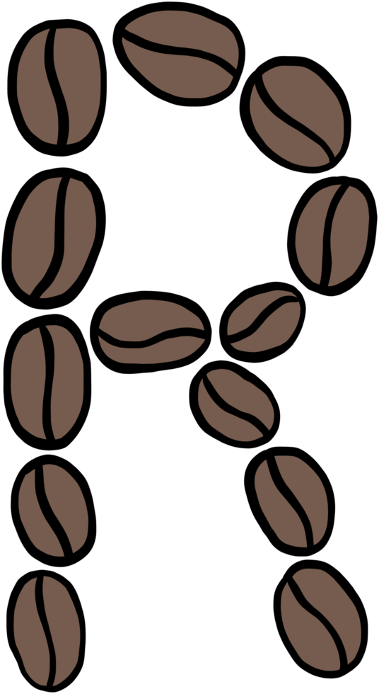 kritzeln sie freihandskizzenzeichnung des kaffeebohnenalphabets. png