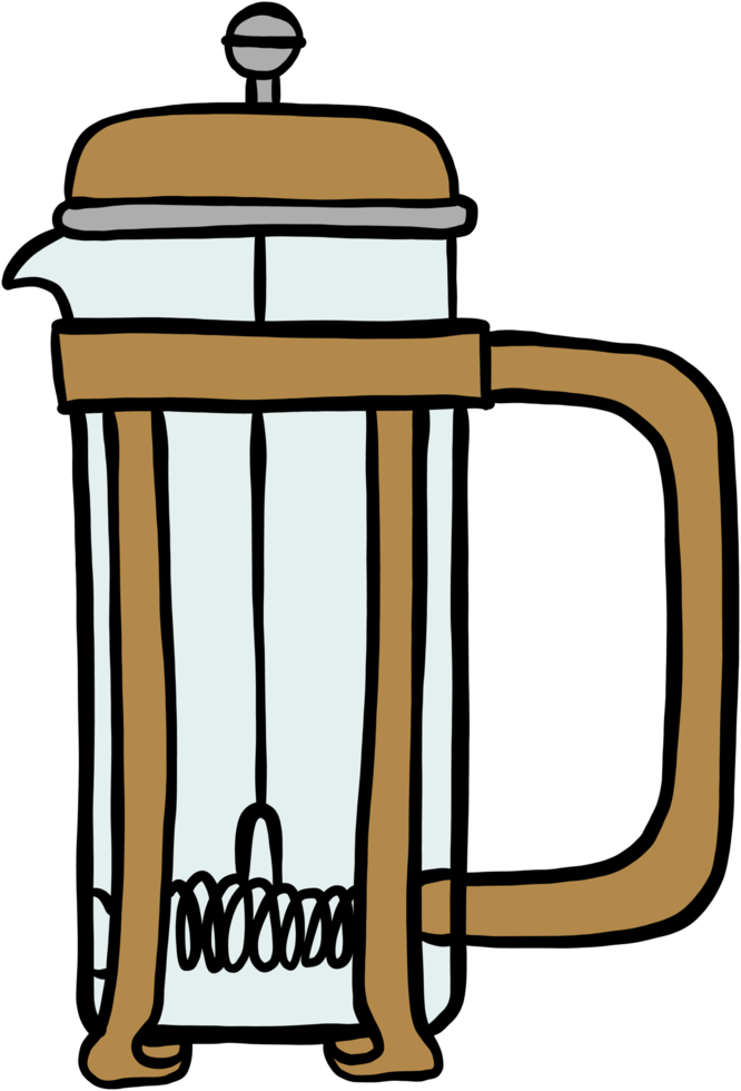 doodle freehand sketch drawing of coffee equipment. png