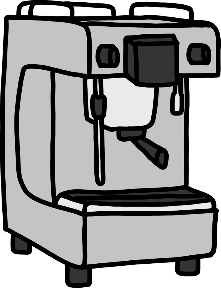 doodle croquis à main levée dessin de machine à café. png