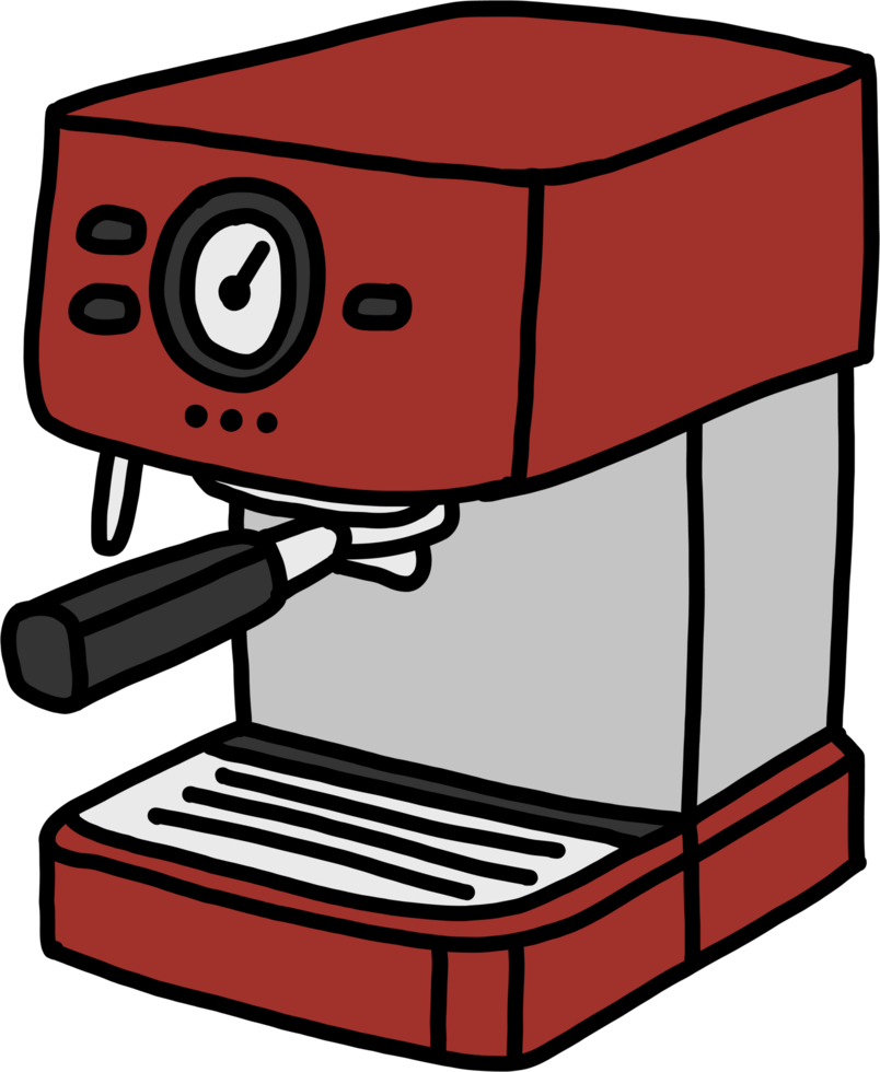 doodle freehand sketch drawing of coffee machine. png