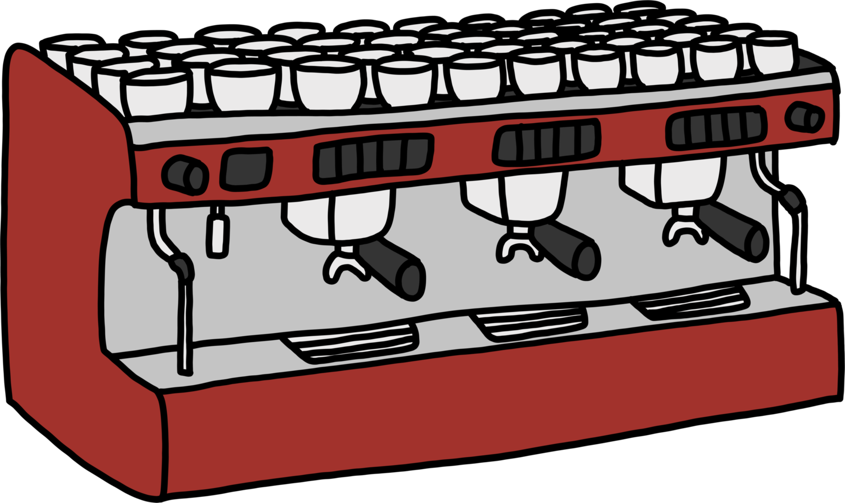 Gekritzel-Freihand-Skizze-Zeichnung der Kaffeemaschine. png
